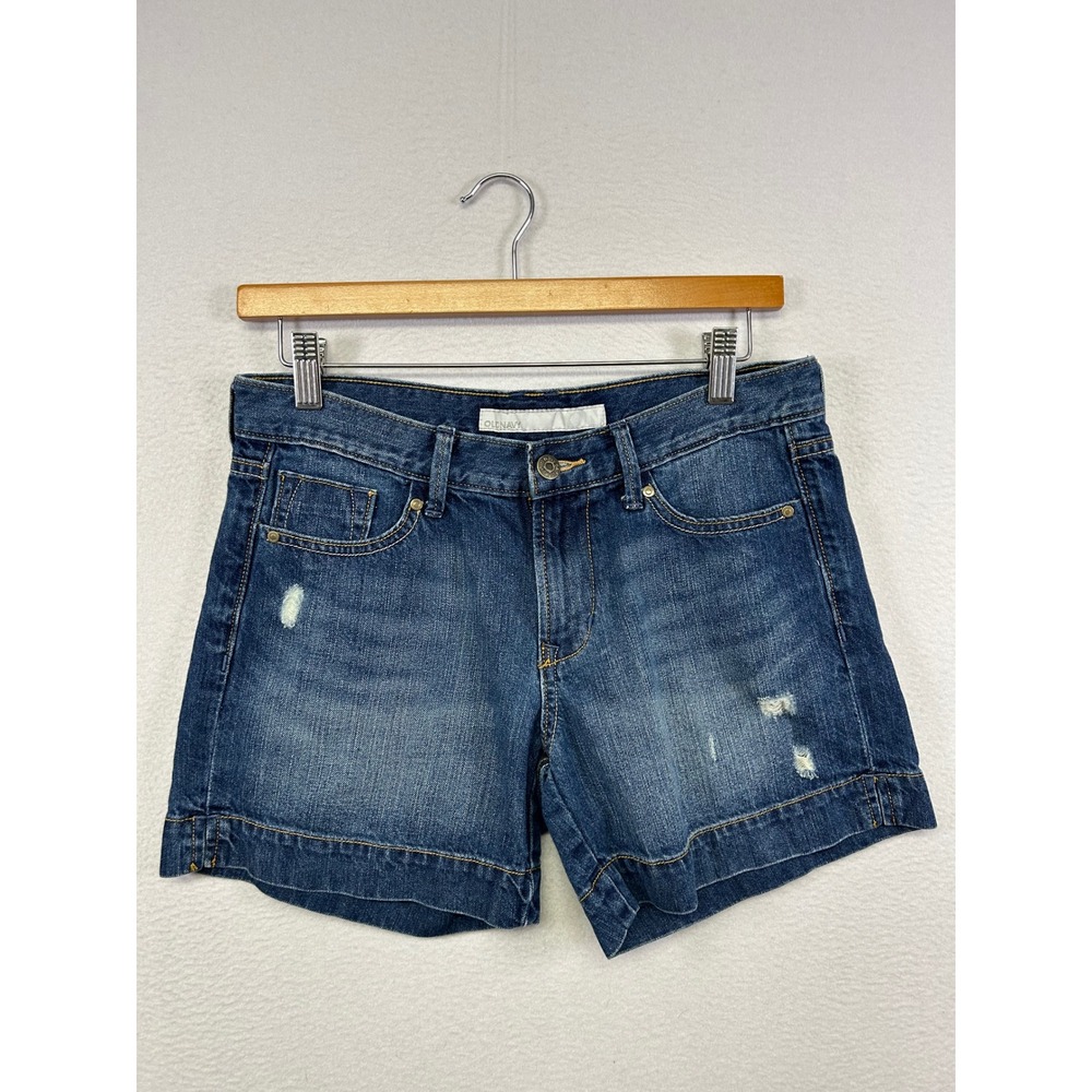 Distressed Summer Casual Old Navy Womens 4 Blue Mid Rise Denim Jean Shorts